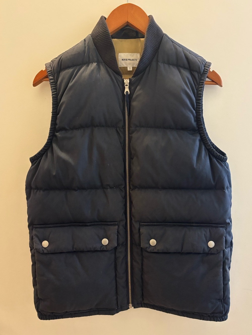 Norse Projects Torkild Down Poplin Puffer Vest Navy Men’s S